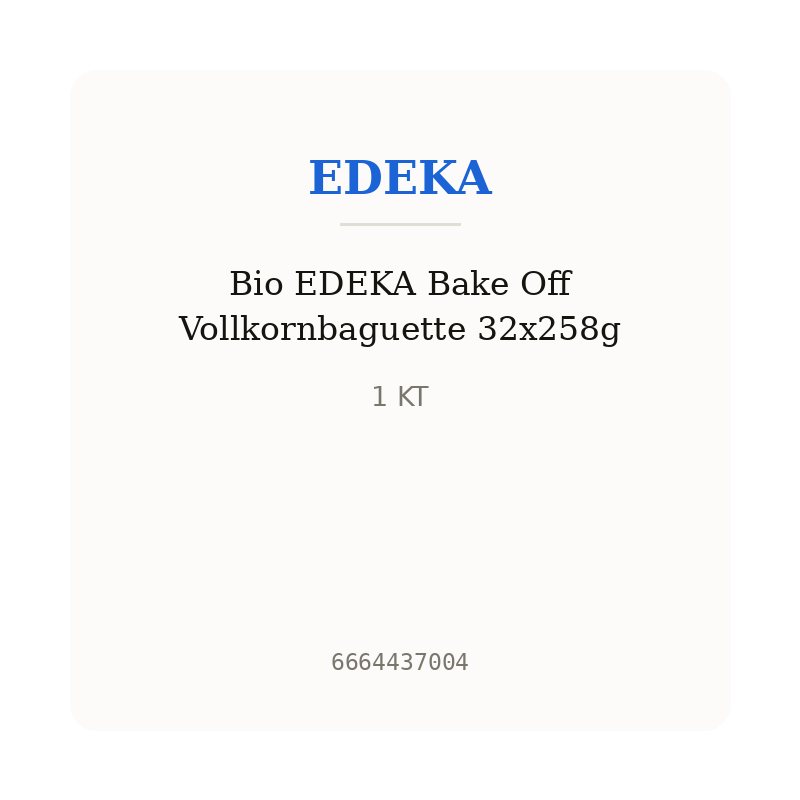Bio EDEKA Bake Off Vollkornbaguette 32x258g