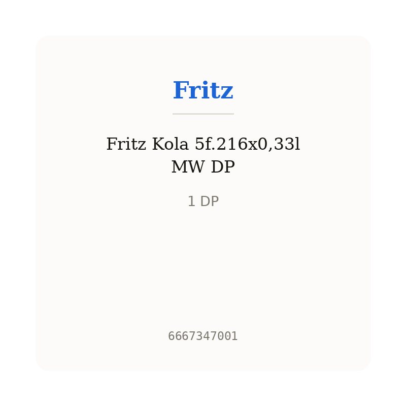 Fritz Kola 5f.216x0,33l MW DP