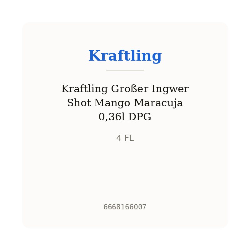 Kraftling Großer Ingwer Shot Mango Maracuja 0,36l DPG