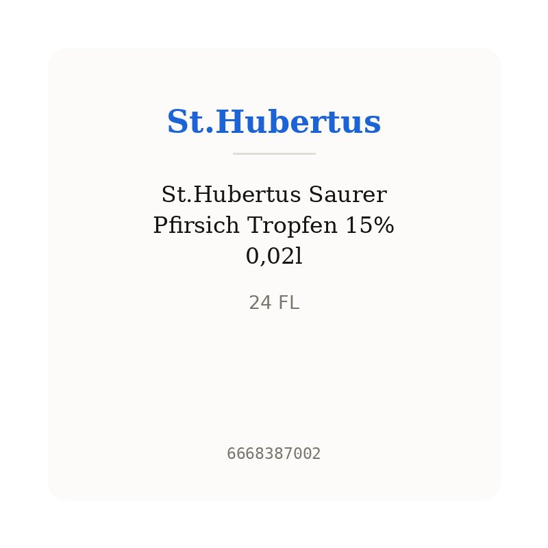 St.Hubertus Saurer Pfirsich Tropfen 15% 0,02l