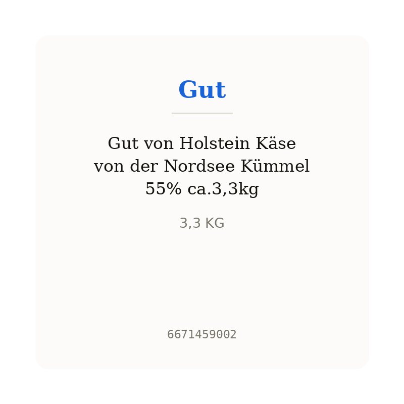 Gut von Holstein Käse von der Nordsee Kümmel 55% ca.3,3kg