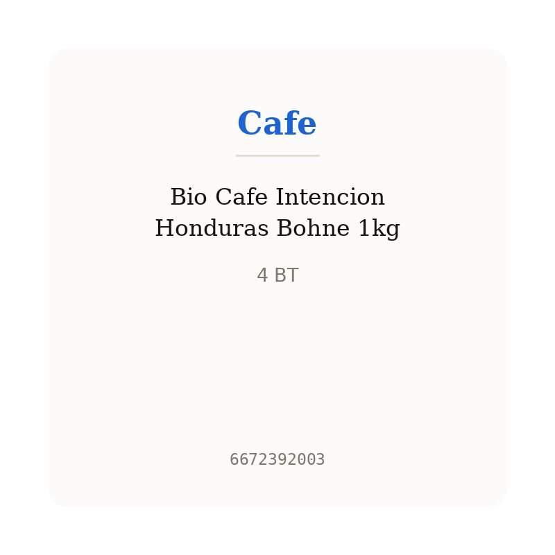 Bio Cafe Intencion Honduras Bohne 1kg