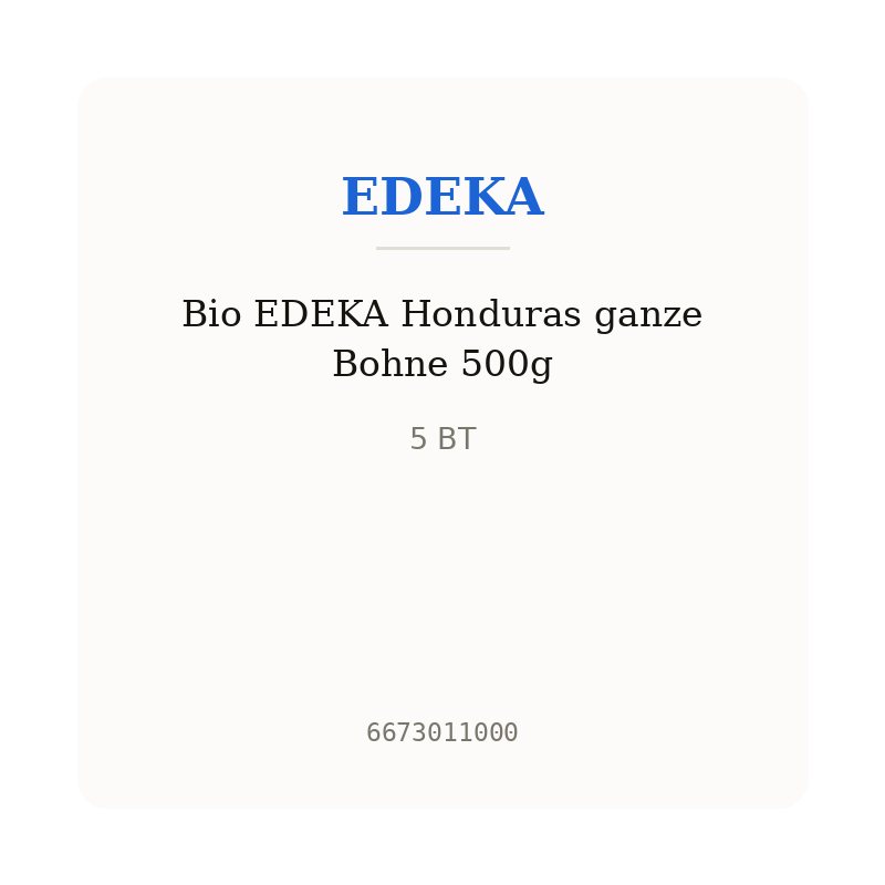Bio EDEKA Honduras ganze Bohne 500g