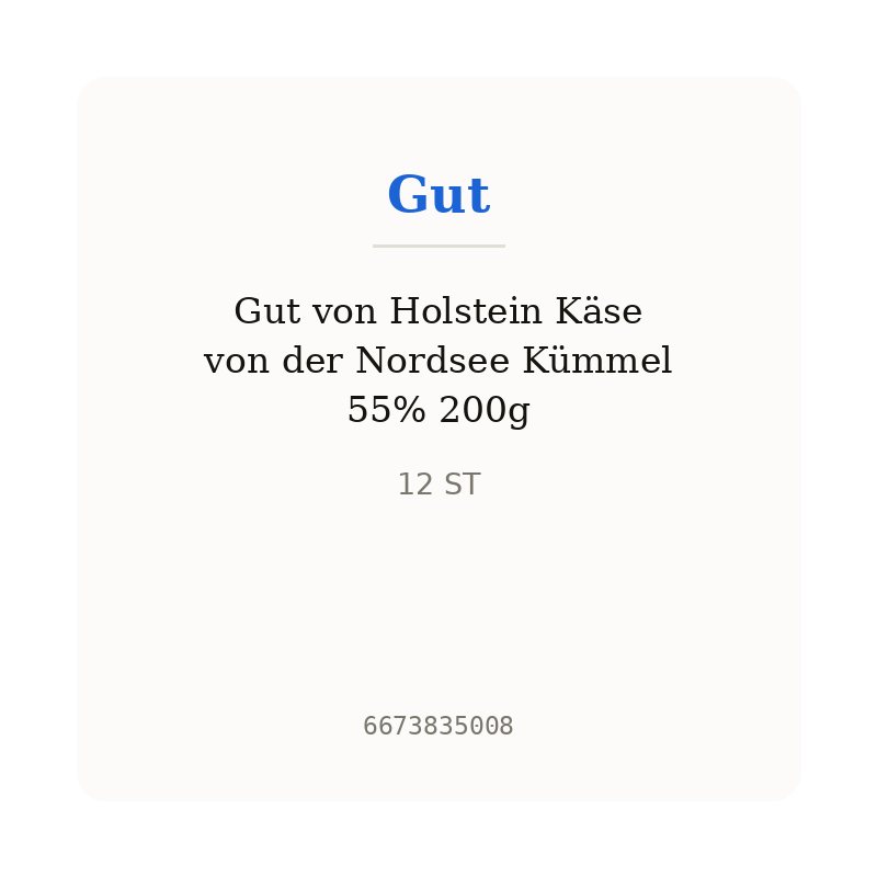 Gut von Holstein Käse von der Nordsee Kümmel 55% 200g