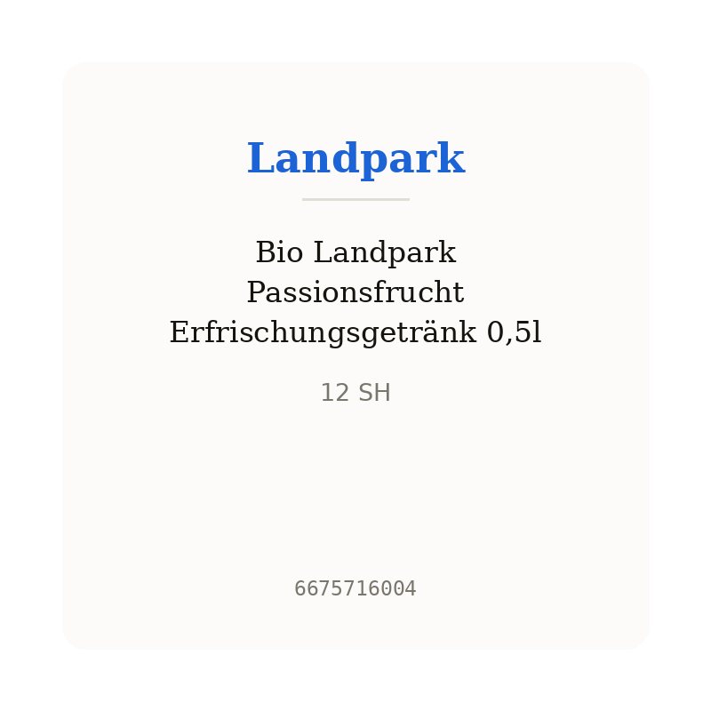 Bio Landpark Passionsfrucht Erfrischungsgetränk 0,5l