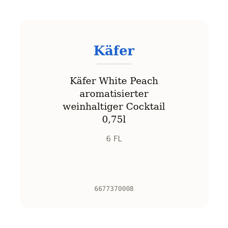 Käfer White Peach aromatisierter weinhaltiger Cocktail 0,75l