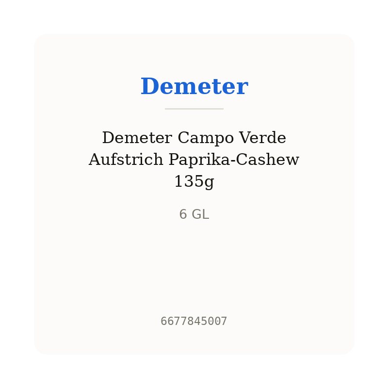 Demeter Campo Verde Aufstrich Paprika-Cashew 135g