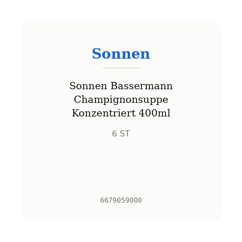 Sonnen Bassermann Champignonsuppe Konzentriert 400ml