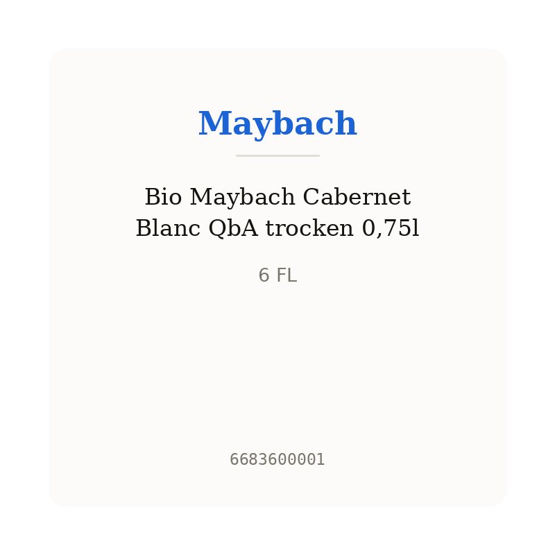 Bio Maybach Cabernet Blanc QbA trocken 0,75l