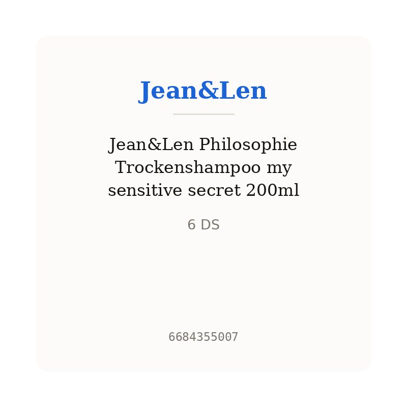 Jean&Len Philosophie Trockenshampoo my sensitive secret 200ml