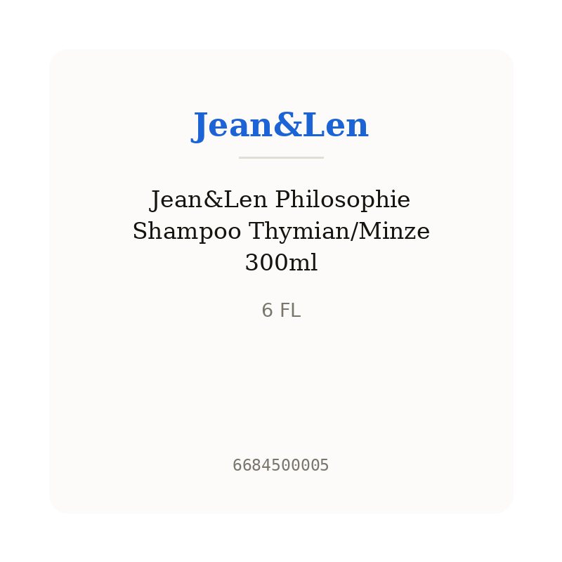 Jean&Len Philosophie Shampoo Thymian/Minze 300ml