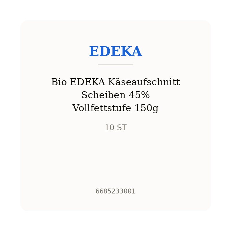 Bio EDEKA Käseaufschnitt Scheiben 45% Vollfettstufe 150g