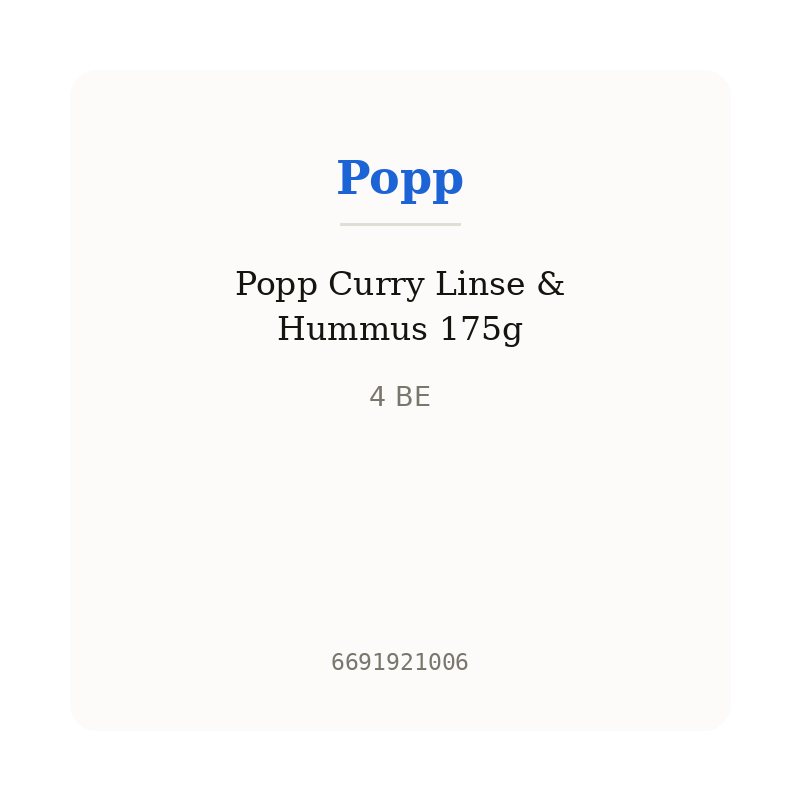 Popp Curry Linse & Hummus 175g