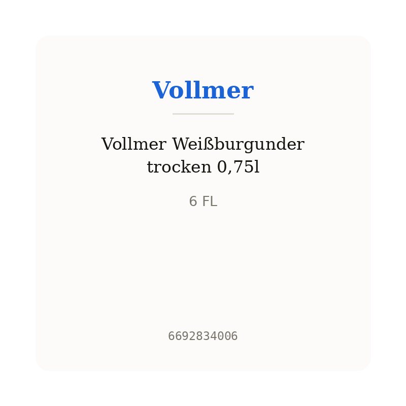 Vollmer Weißburgunder trocken 0,75l