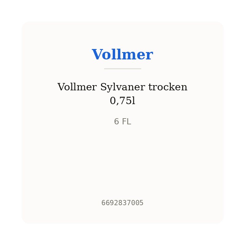 Vollmer Sylvaner trocken 0,75l