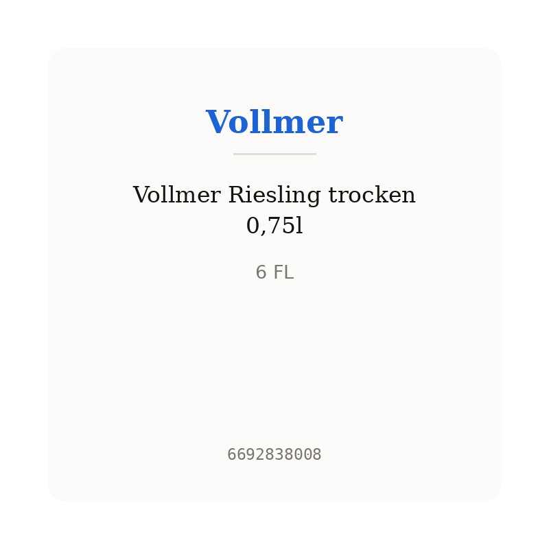 Vollmer Riesling trocken 0,75l