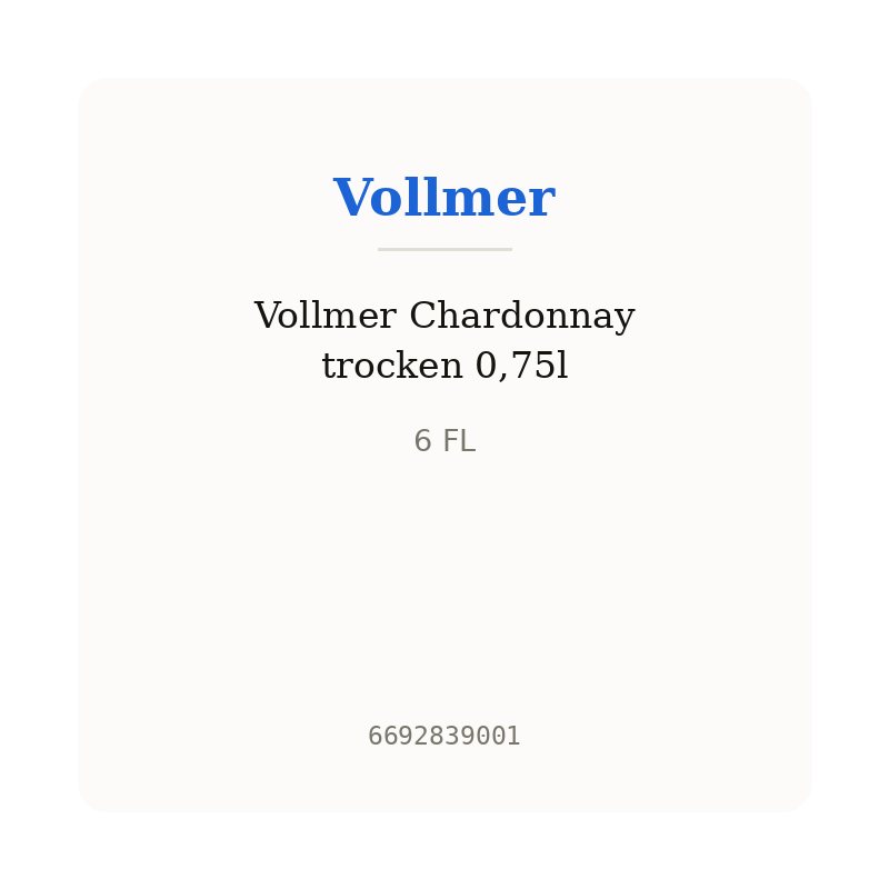 Vollmer Chardonnay trocken 0,75l