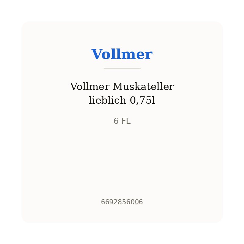 Vollmer Muskateller lieblich 0,75l