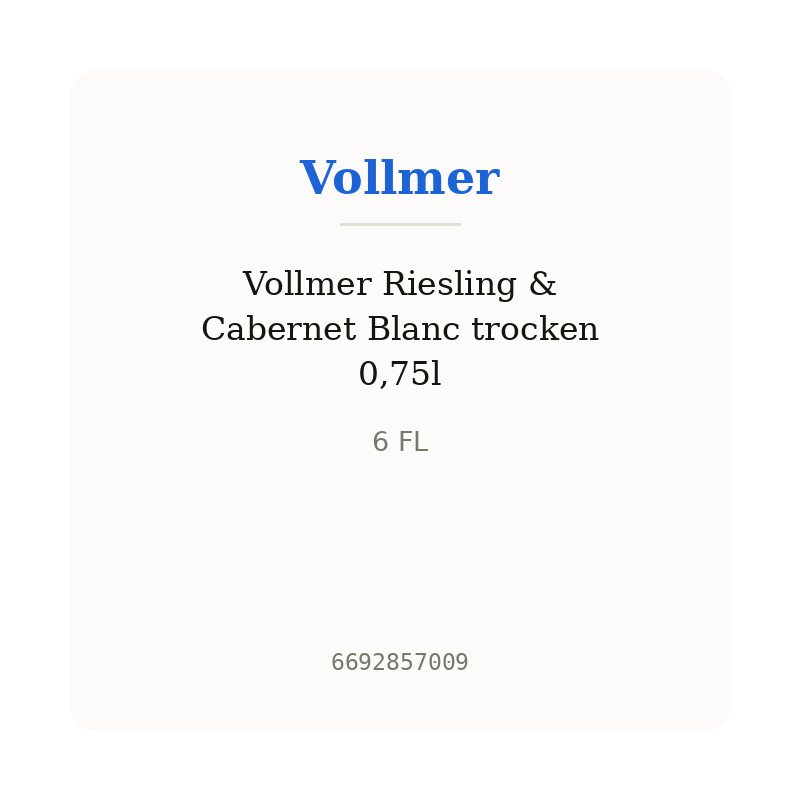Vollmer Riesling & Cabernet Blanc trocken 0,75l