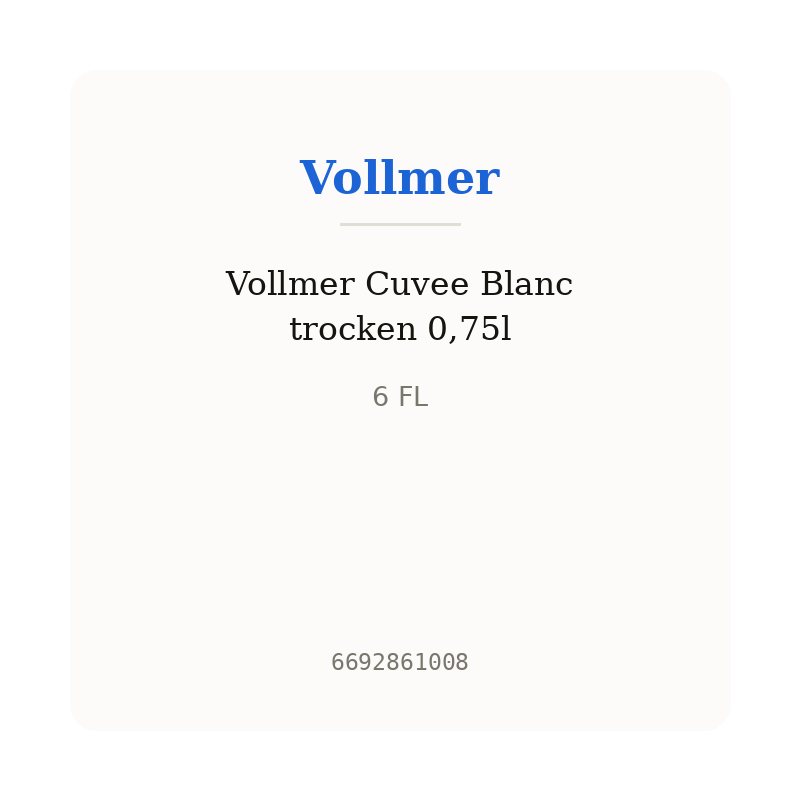 Vollmer Cuvee Blanc trocken 0,75l