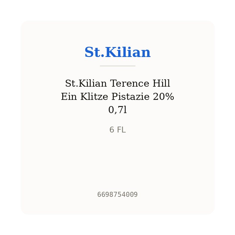 St.Kilian Terence Hill Ein Klitze Pistazie 20% 0,7l