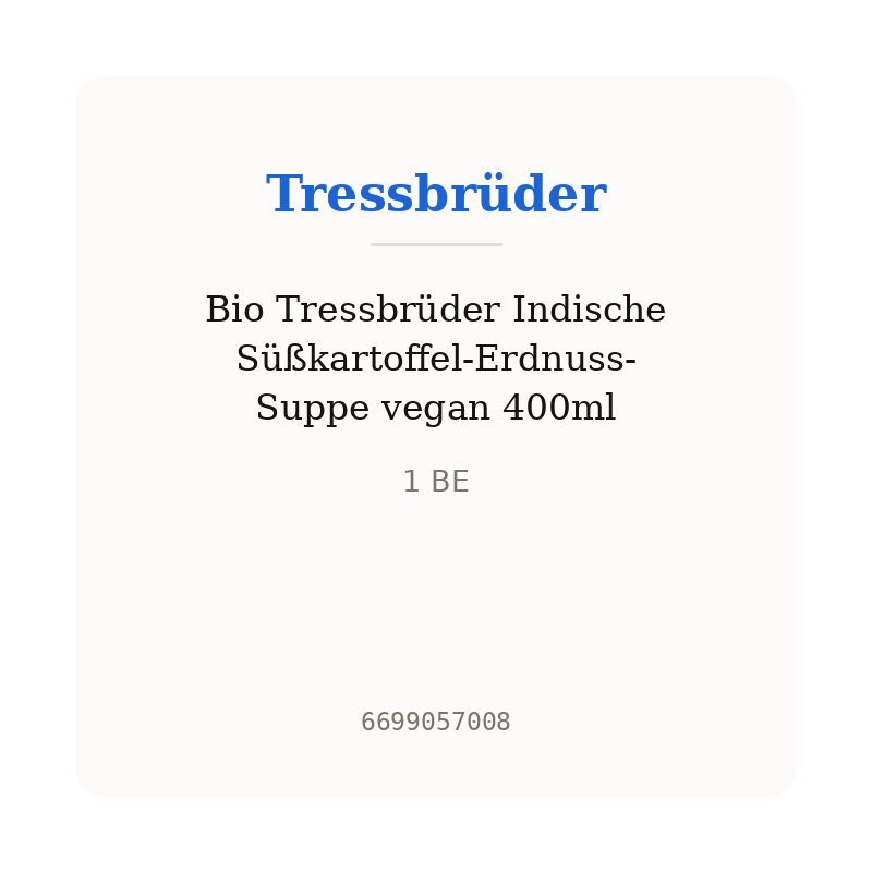 Bio Tressbrüder Indische Süßkartoffel-Erdnuss-Suppe vegan 400ml
