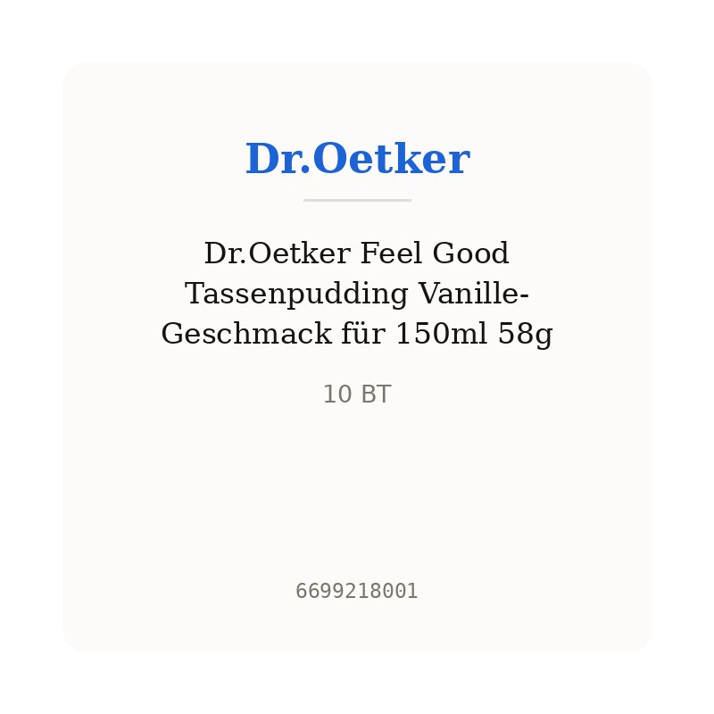 Dr.Oetker Feel Good Tassenpudding Vanille-Geschmack für 150ml 58g