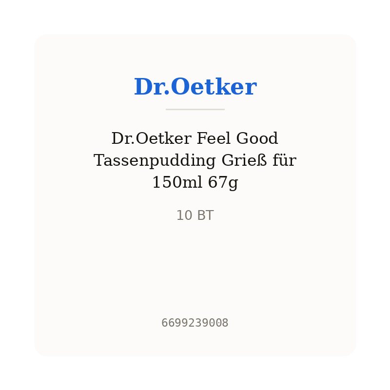 Dr.Oetker Feel Good Tassenpudding Grieß für 150ml 67g