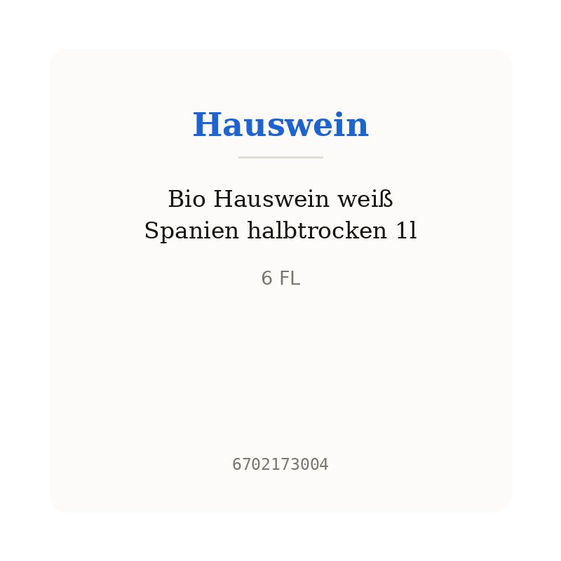 Bio Hauswein weiß Spanien halbtrocken 1l