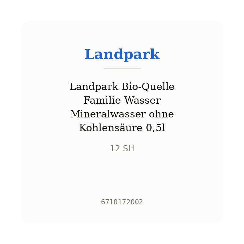Landpark Bio-Quelle Familie Wasser Mineralwasser ohne Kohlensäure 0,5l