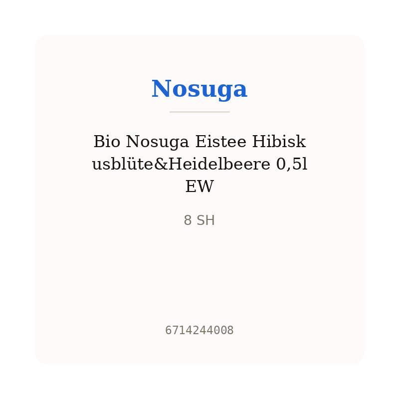 Bio Nosuga Eistee Hibiskusblüte&Heidelbeere 0,5l EW