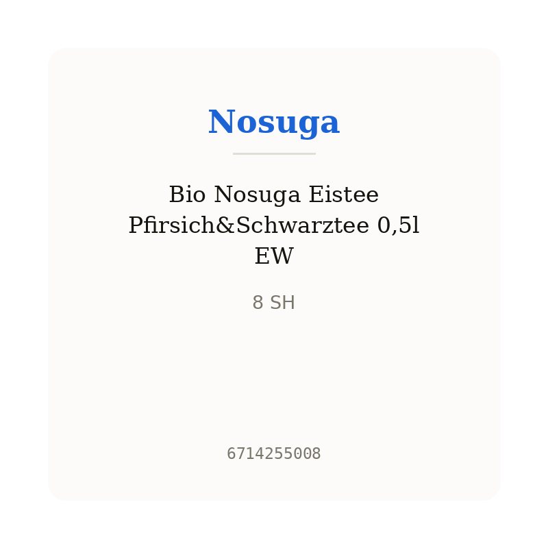 Bio Nosuga Eistee Pfirsich&Schwarztee 0,5l EW