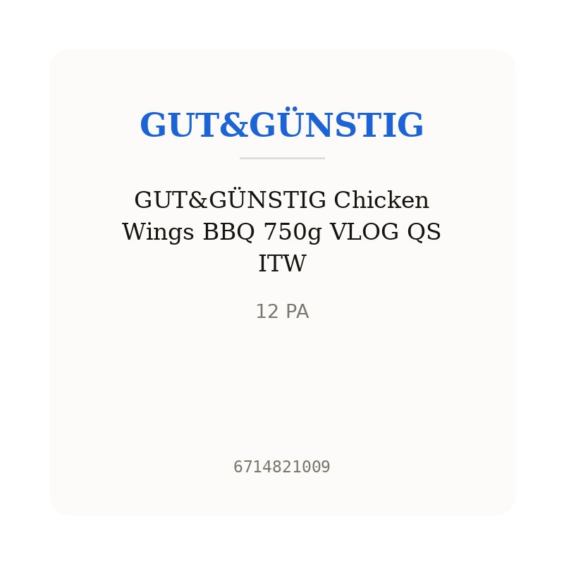 GUT&GÜNSTIG Chicken Wings BBQ 750g VLOG QS ITW