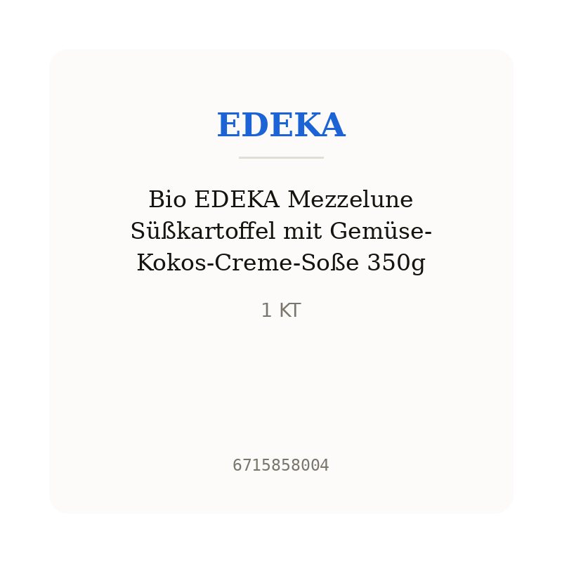 Bio EDEKA Mezzelune Süßkartoffel mit Gemüse-Kokos-Creme-Soße 350g