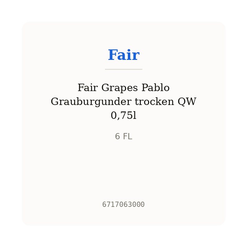 Fair Grapes Pablo Grauburgunder trocken QW 0,75l