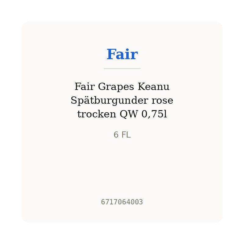 Fair Grapes Keanu Spätburgunder rose trocken QW 0,75l