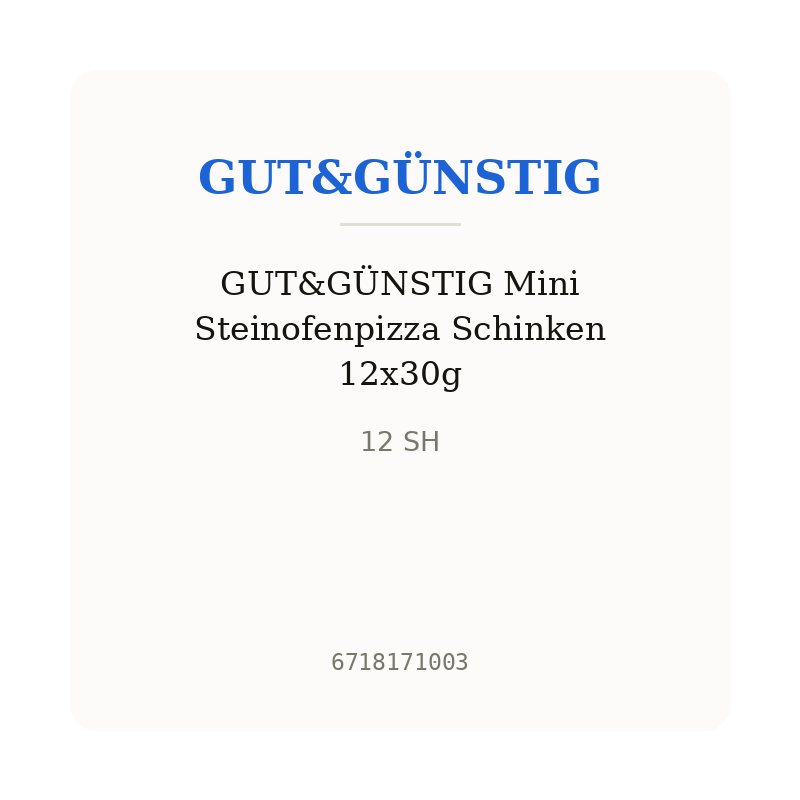 GUT&GÜNSTIG Mini Steinofenpizza Schinken 12x30g