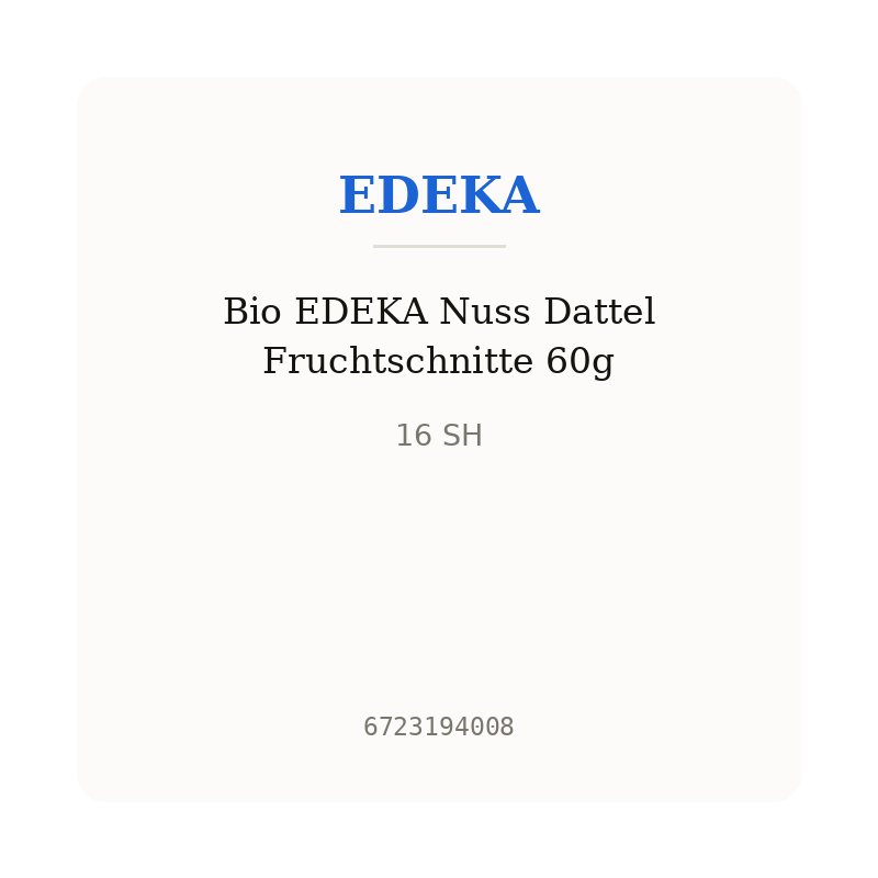Bio EDEKA Nuss Dattel Fruchtschnitte 60g