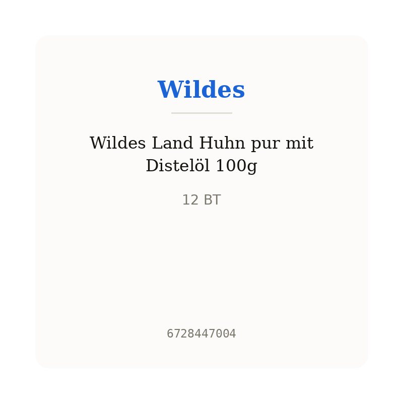 Wildes Land Huhn pur mit Distelöl 100g