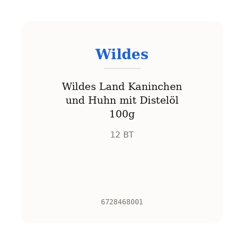 Wildes Land Kaninchen und Huhn mit Distelöl 100g