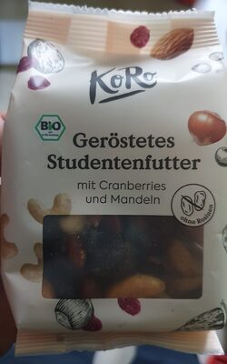 Bio Koro Geröstetes Studentenfutter mit Cranberrys und Mandeln 160g