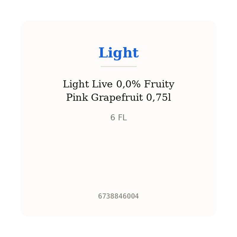 Light Live 0,0% Fruity Pink Grapefruit 0,75l