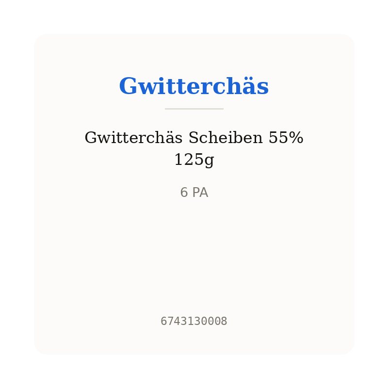 Gwitterchäs Scheiben 55% 125g