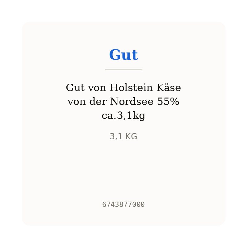 Gut von Holstein Käse von der Nordsee 55% ca.3,1kg