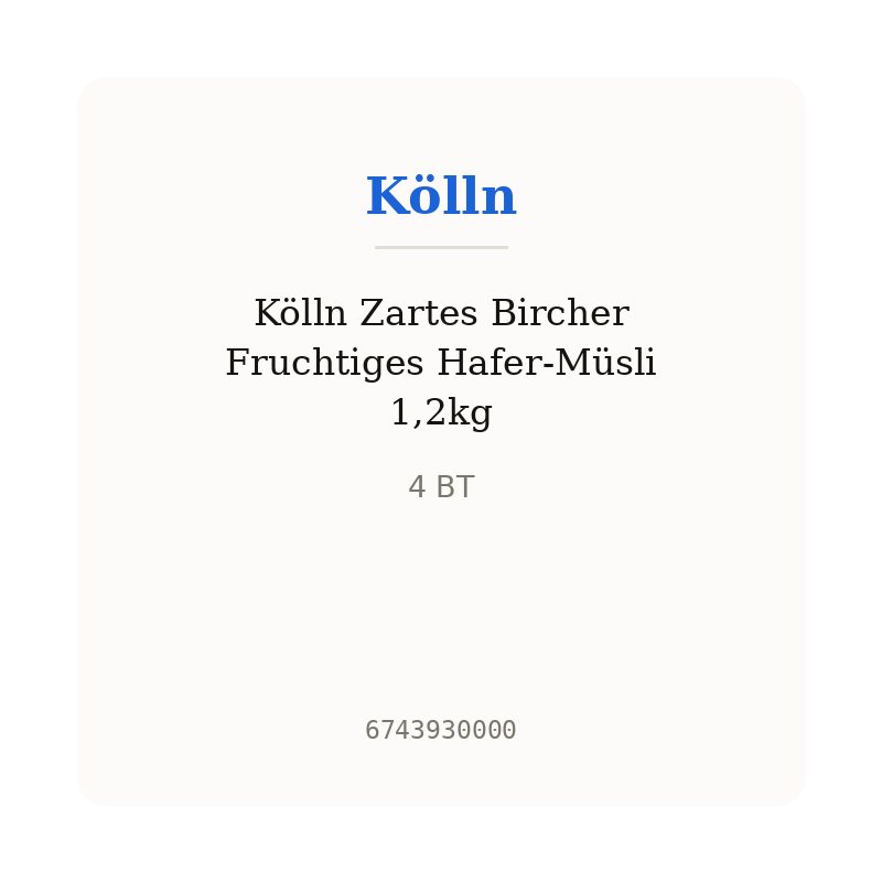 Kölln Zartes Bircher Fruchtiges Hafer-Müsli 1,2kg