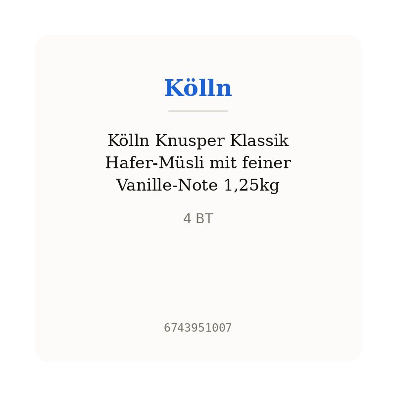 Kölln Knusper Klassik Hafer-Müsli mit feiner Vanille-Note 1,25kg