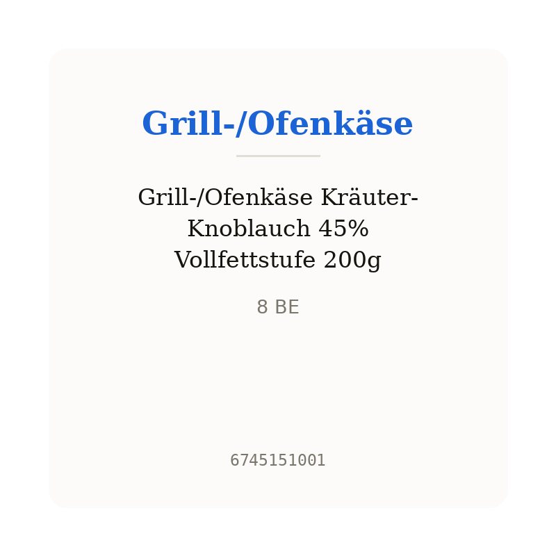 Grill-/Ofenkäse Kräuter-Knoblauch 45% Vollfettstufe 200g