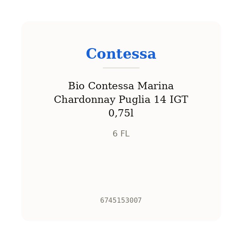 Bio Contessa Marina Chardonnay Puglia 14 IGT 0,75l