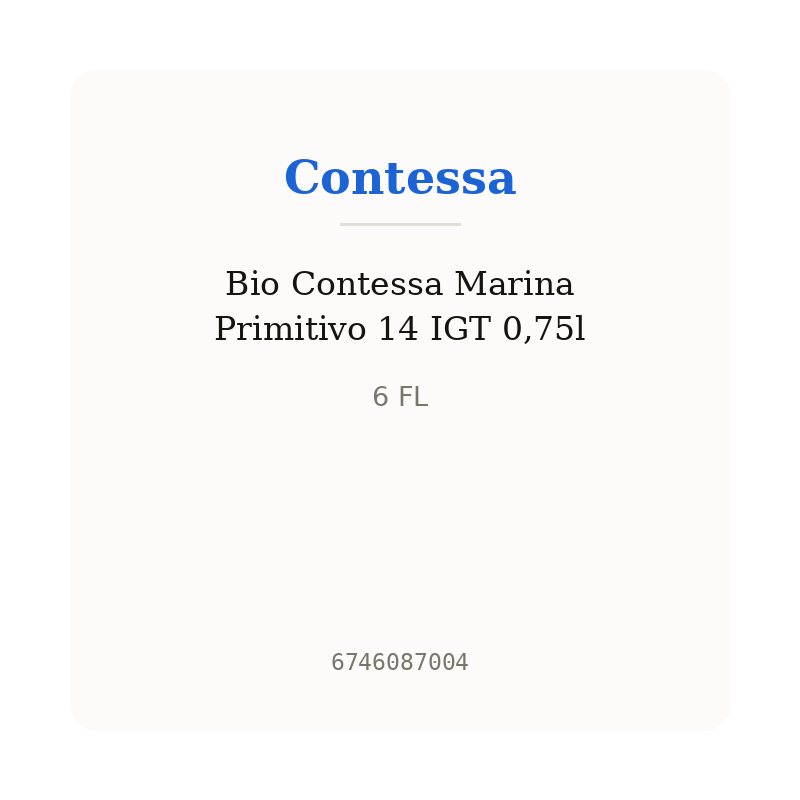 Bio Contessa Marina Primitivo 14 IGT 0,75l