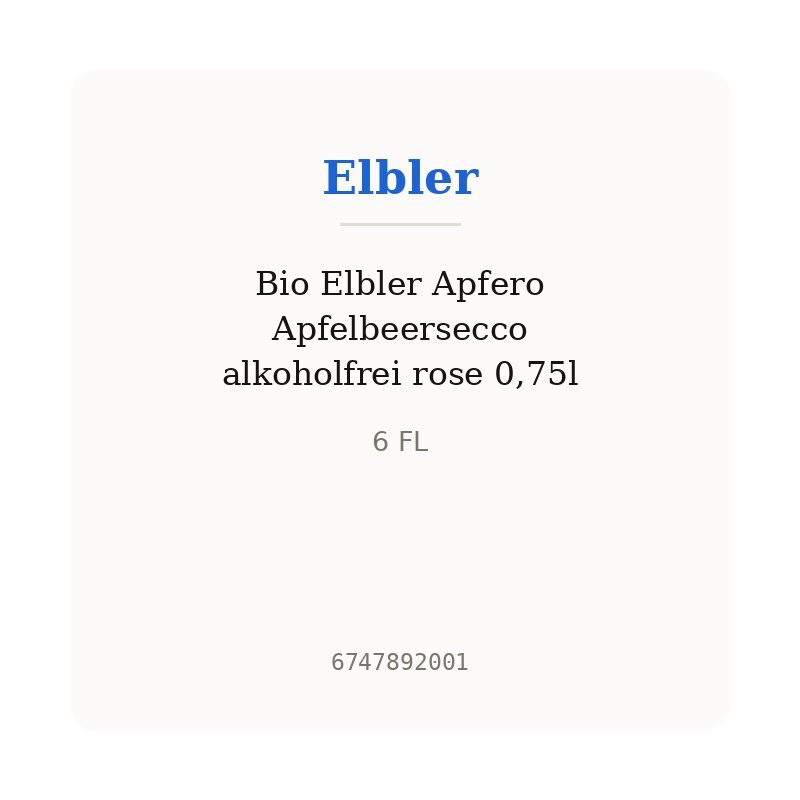 Bio Elbler Apfero Apfelbeersecco alkoholfrei rose 0,75l